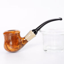 Briar Tobacco Pipe Handmade Brandy Pipe Freehand Smoking Pipe Bent Acrylic Stem picture