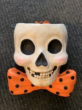 Bethany Lowe Halloween paper mache Skull Treat Bucket  picture