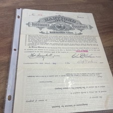 vintage 1911 Hartford Fire Insurance Company policy picture