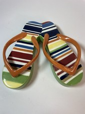 Longaberger Sunny Day Pottery Decorative Weighted Flip Flops 2014 Figurine picture