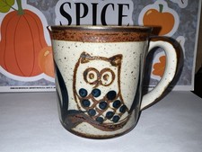 Vintage Takahashi San Francisco 1970s Speckled Stoneware Owl Mug - As Is picture
