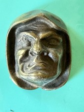 Antique brass bronze face decorative art architectural hardware w/ screw holes picture