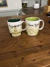 Starbucks NEW YORK & PHILADELPHIA Cities 16oz Collector Series Coffee Mugs NEW picture