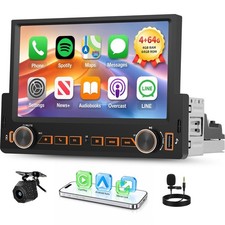 [4+64G] Android 15 Single Din Car Stereo with Wireless Carplay Android Auto picture
