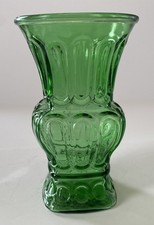 Vintage ~ Pilgrim Glass Green Glass Vase ~ 3D Effect Ribbed ~ Hand Blown Glass picture
