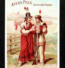 Indian Agency Military Fort 1800's Ayers Cure Adv Wild West Poem Trade Card j.US picture
