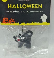 Vtg Ben Franklin NOS Halloween Miniature Ornaments Decor, Scaredy Black Cat 1.25 picture