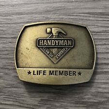 Vintage 1996 Handyman Club Of America Life Member Brass Color Belt Buckle picture