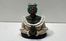 Black Woman Figurine Bust Ceramic Hand Painted 9 Inch Vintage Style Unmarked picture