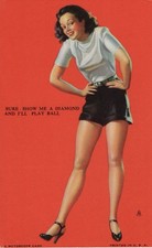 1940s Mutoscope Pin-Up Arcade Card Sure Show Me a Diamond I'll Play Ball Mozert picture