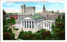 Vintage C 1920's Virginia State Capitol Building Square City Hall VA Postcard  picture