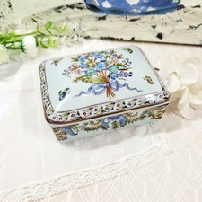 Adele Carey Hand Painted Porcelain Trinket Box Vintage Floral Butterfly picture