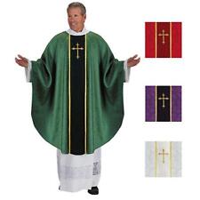 Cross Classic Jacquard Purple with Gold Toned Embroidery Chasuble Vestment 51 In picture