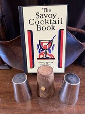 Savoy Cocktail Book 2015 Hardcover & Vintage Monogram Travel Cups Leather Case picture