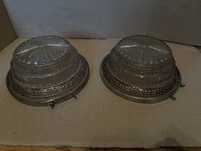 Antique Art Deco Light Shade Bottom Glass & Ring Amethyst 2 Skyscraper Ceiling picture