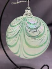 Hand Blown Art Glass Orb Ball Christmas Tree Ornament Iridescent Multi Color picture