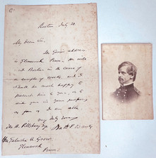 Civil War General Nathaniel P. Banks letter signed photo CDV autograph signature picture