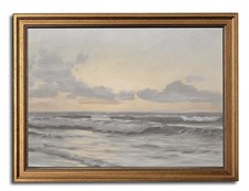 WKGZGYS Coastal Sea and Sky Vintage Gold Framed Wall Art 16x24 inch picture