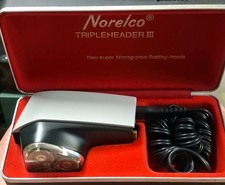 Vintage Norelco Tripleheader III Shaver HP 1122 - RUNS - Complete w/ Case & Cord picture