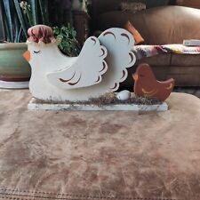 Vtg 80s Chicken Chick Egg Wood Cut Out Farmhouse Country Shelf Decor 16