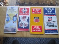 Vtg. Lot (4)  Maps 1947 Union Pacific Railroad Map Buohl's Skelly War Map Etc. picture