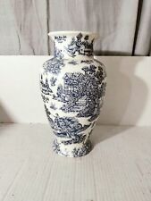 Blue Toile Du Joey Design 4 Pint Vase By Heron Cross Pottery 14x7 picture