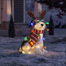 2 FT LED BERNEDOODLE DOG TINSEL OUTDOOR YARD DISPLAY picture