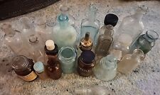 Lot of 23 antique Vtg. Small Bottles Lantern Topper Blue Brown Clear Various picture