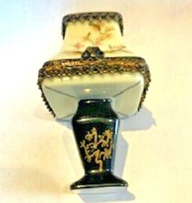Vintage Lamp w/ Bulb Inside Trinket Box Limoges French Porcelain Peint Main     picture