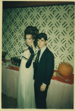 FOUND PHOTO - Fabulous mid-century couple big hair and sharp suit 1960s picture