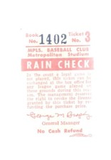 Vintage Mpls. Baseball Club, Metropolitan Stadium Rain Check George M Brophy picture