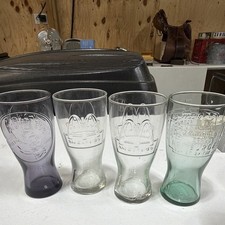 Vintage 1992 McDonald’s Through the Years Collector Glasses Lot of 4 Embossed picture