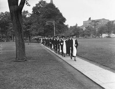 Graduates Walking to Graduation 1933 Photo Cambridge, MA- Their college days a picture