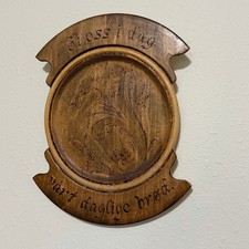 Vintage Hand Carved Norwegian Wood Bread Plate Give Us This Day Wall Decor picture
