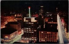 Vintage 1960s SEATTLE Washington Postcard Aerial Downtown View at Night / Unused picture