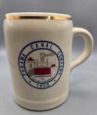 Panama Canal Company ALCO Ceramic Mug Act of Congress 1950 Seal Gold Trim picture