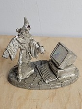 Vintage Greg Neeley Comstock Pewter Computer Wizard Signed Figurine Fantasy HTF picture