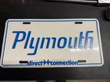 Mopar Direct Connection Plymouth White And Blue License Plate picture