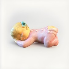 Vintage Sleeping Baby Girl Figurine Schmid Brothers Japan Pink Pajamas picture