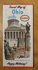 1963 Ohio Travel Road Map Humble Oil Gas Esso Happy Motoring picture