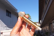 Super Shaka Pipe Unique Brass All-in-One w Long Stash Tube Poker Indestructible picture