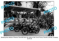 OLD 6 x 4 PHOTO WINSTON CHURCHILL SALUTING VICTORY PARADE BERLIN c1945 picture