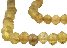 Antique Yellow Vaseline Beads 15mm Ethiopia African Bicone Glass Large Hole picture