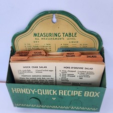 Vintage 1930s Green Tin Handy Quick Recipes in Box Retro Kitchen Decor picture