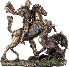 St. George Slaying The Dragon Statue - St. George, Legendary Medieval Knight  picture