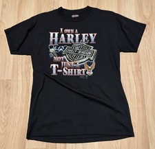 Vtg 1988 Harley-Davidson T-Shirt Mens L 3D Emblem “I Own A Harley” Single Stitch picture