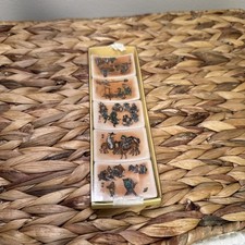 Vtg FONS Korean Ceramic Chopstick Rests Set of 5 Different Folk Art Original Box picture