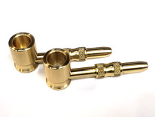 TWO LARGE SOLID BRASS  SMOKING PIPES *TWO PACK*  MADE IN USA  LARGE  BOWLS picture