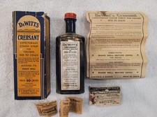 Vintage DeWitt's Creosant Cough Syrup Bottle w/ Box Insert Paperwork Pharmacy Ad picture