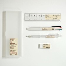 Muji Ryohin 5-piece stationery set, mechanical pencil, ruler, eraser, 4 color ba picture
